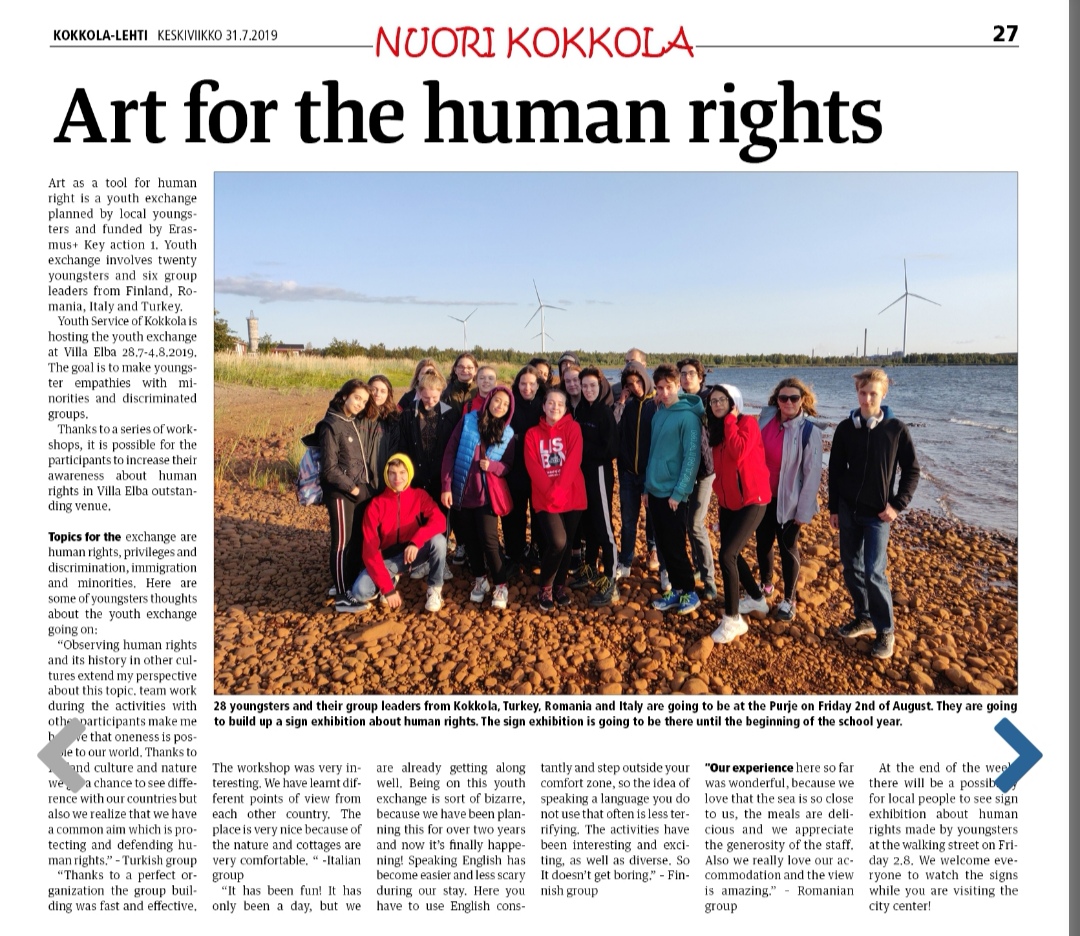 Youth Exchange in Finland - "Art as a tool for Human Rights"